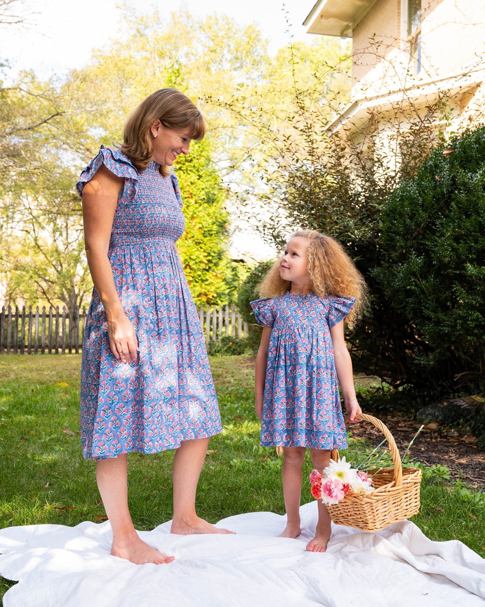 Periwinkle Floral Grace Ladies Dress Smockingbird