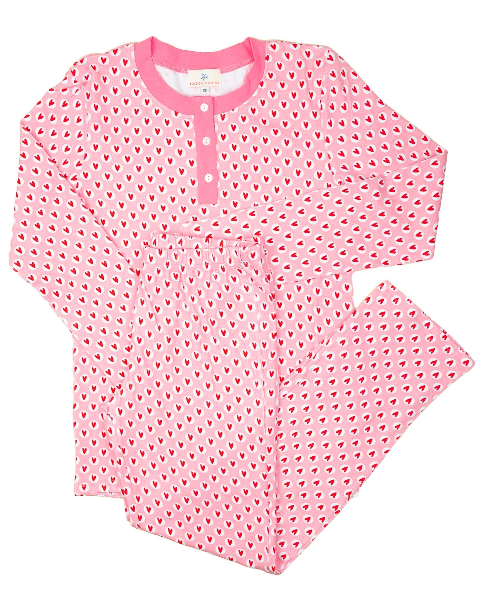 Heart Print Knit Ladies Pajama Set- FINAL SALE Smockingbird