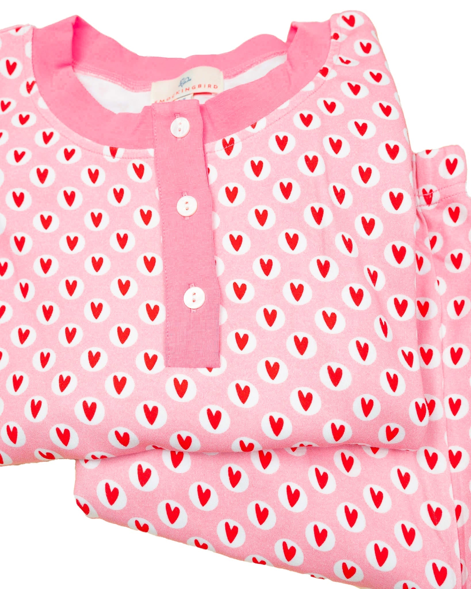 Heart Print Knit Ladies Pajama Set- FINAL SALE Smockingbird