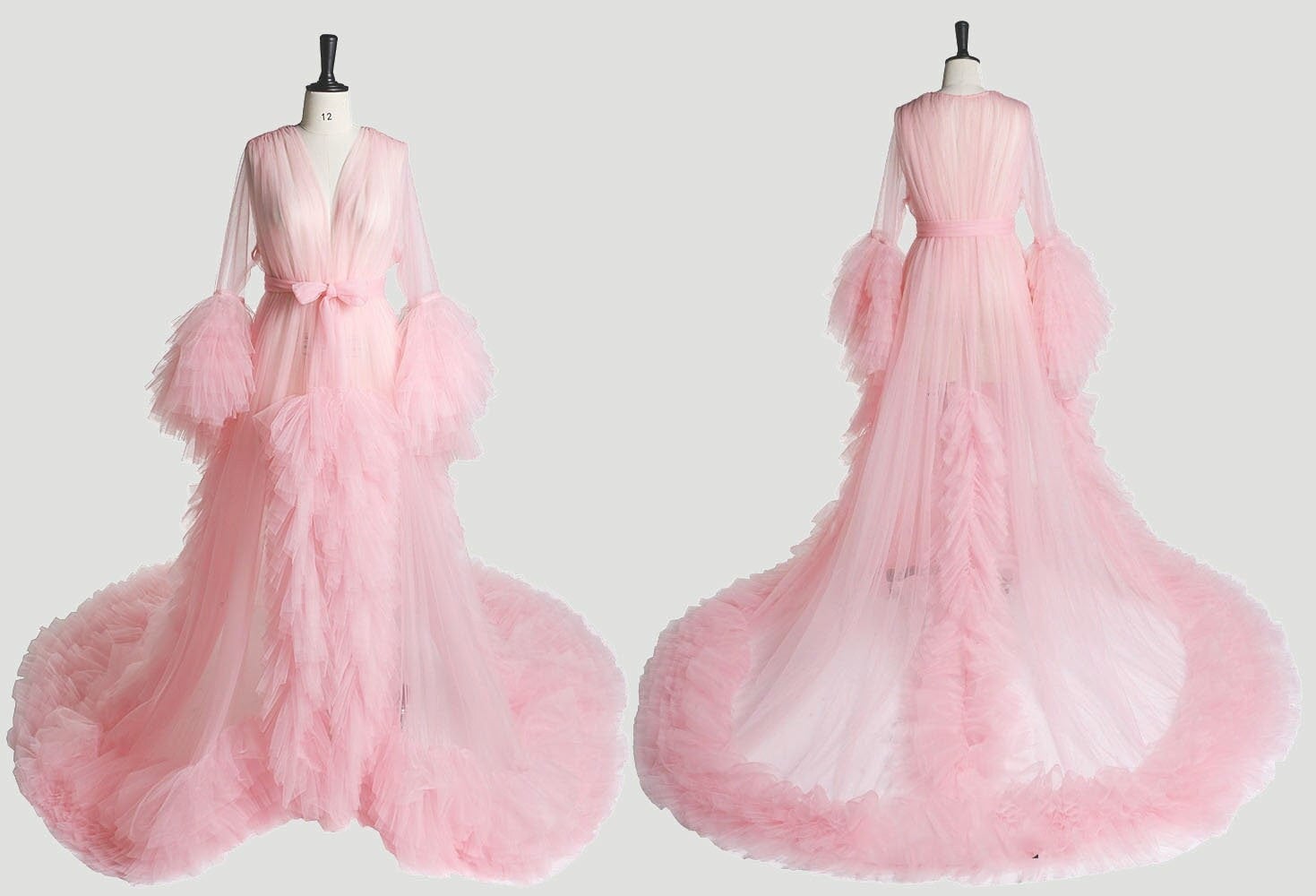 Tulle Ruffled Sleeves Fringe Multi-Color Custom Robe Dress for Theme Photo Shoot SelenaHuanStudio