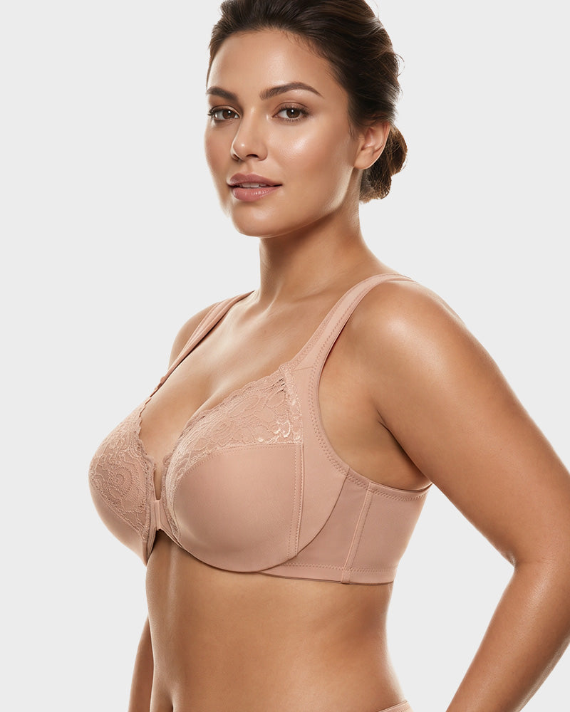 Front-Closure Underwire Print Bra