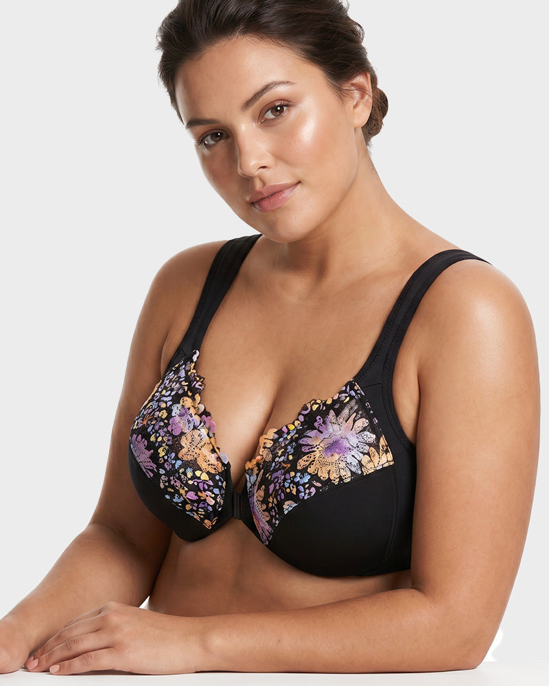 Front-Closure Underwire Print Bra