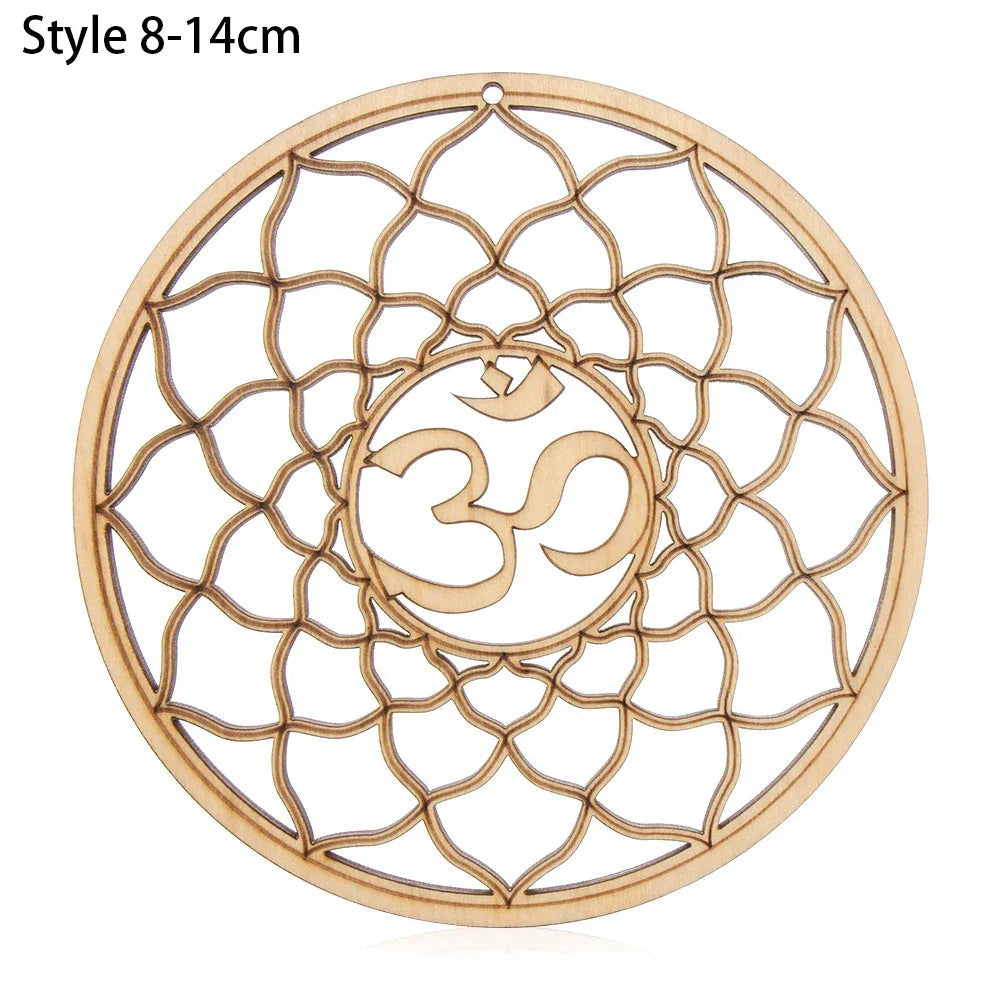 Chakra Flower of Life Natural Wood Coasters For Crystal Set Luxlife Brands