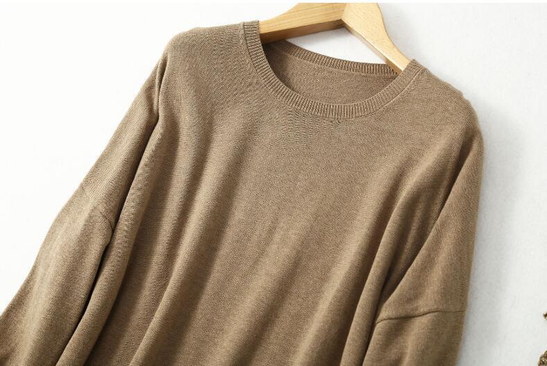 Women's 85% Silk 15% Cashmere Crew Neck Long Loose Type Pullover Top Sweater Dress LY001 LUXLIFE BRANDS