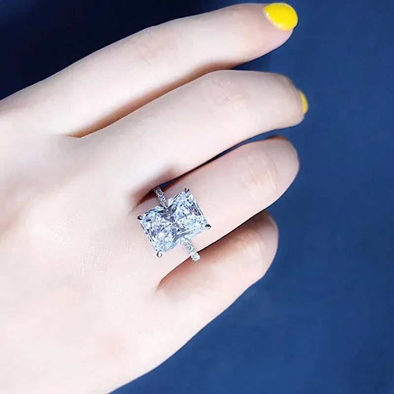 Luxury Radiant Cut 4ct Diamond cz 925 Sterling Silver Ring Luxlife Brands