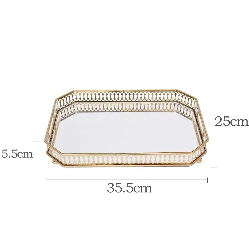 Elegant Mirror and Metalic Decor Tray Luxlife Brands