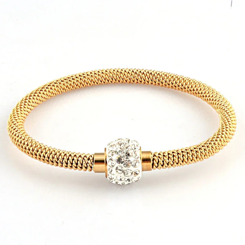 Fashion High Quality Charm Chic Valentine Gift Jewelry Stainless Steel Gold Women Distort Bracelets & Bangles LUXLIFE BRANDS