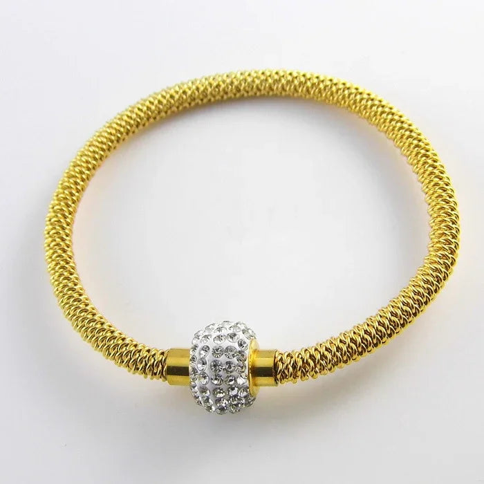 Fashion High Quality Charm Chic Valentine Gift Jewelry Stainless Steel Gold Women Distort Bracelets & Bangles LUXLIFE BRANDS