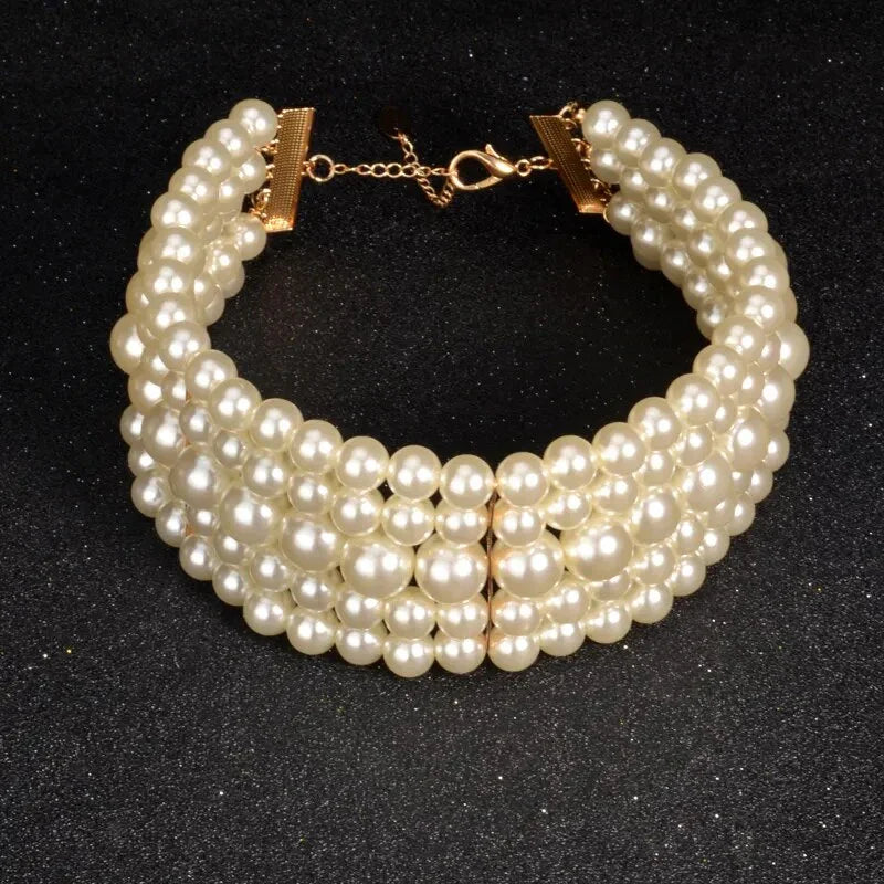 Pearl Necklace & Pendant Multi Layer Torques African Necklace Sets Dubai Wedding Bridal Jewelry Luxury Women Fashion Collar LUXLIFE BRANDS