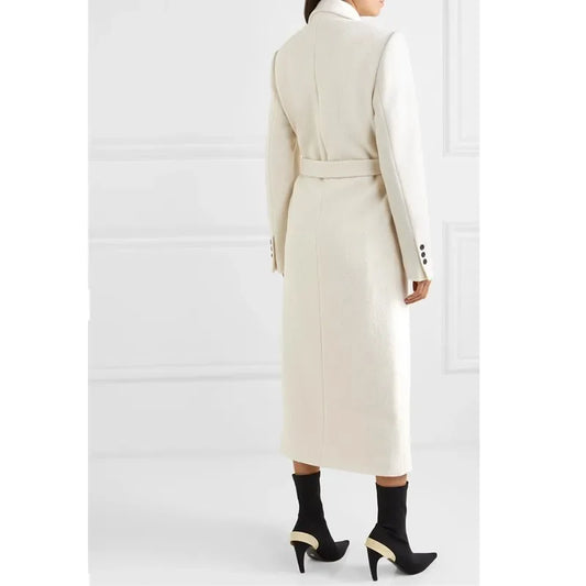 Women's Mackenzie White Wool Coat LUXLIFE BRANDS