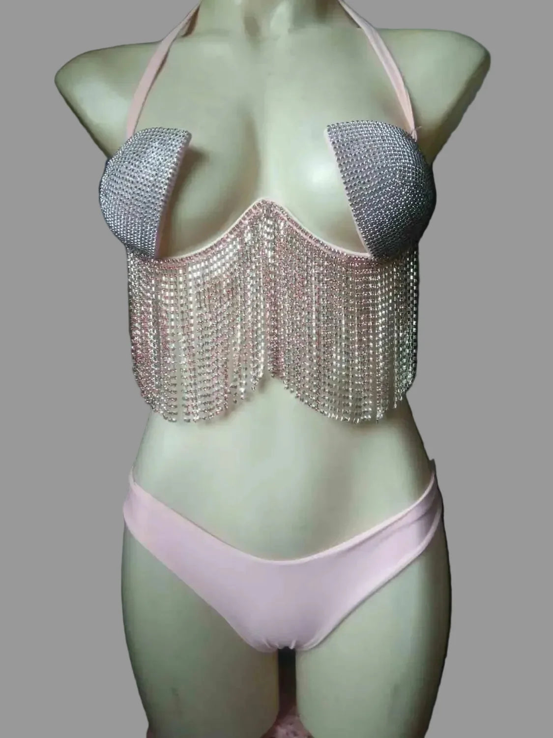 The Stardust Tassel Rhinestone Bikini Set – Luxury Stage & Showgirl Fringe Swimwear