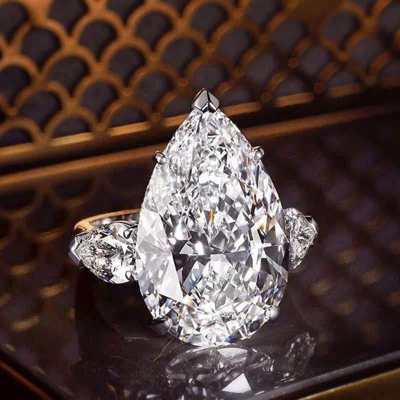 Huitan Luxury Crystal Water Drop CZ Rings Women Proposal Engagement Ring Exquisite Wedding Anniversary Gift Party Trendy Jewelry Luxlife Brands