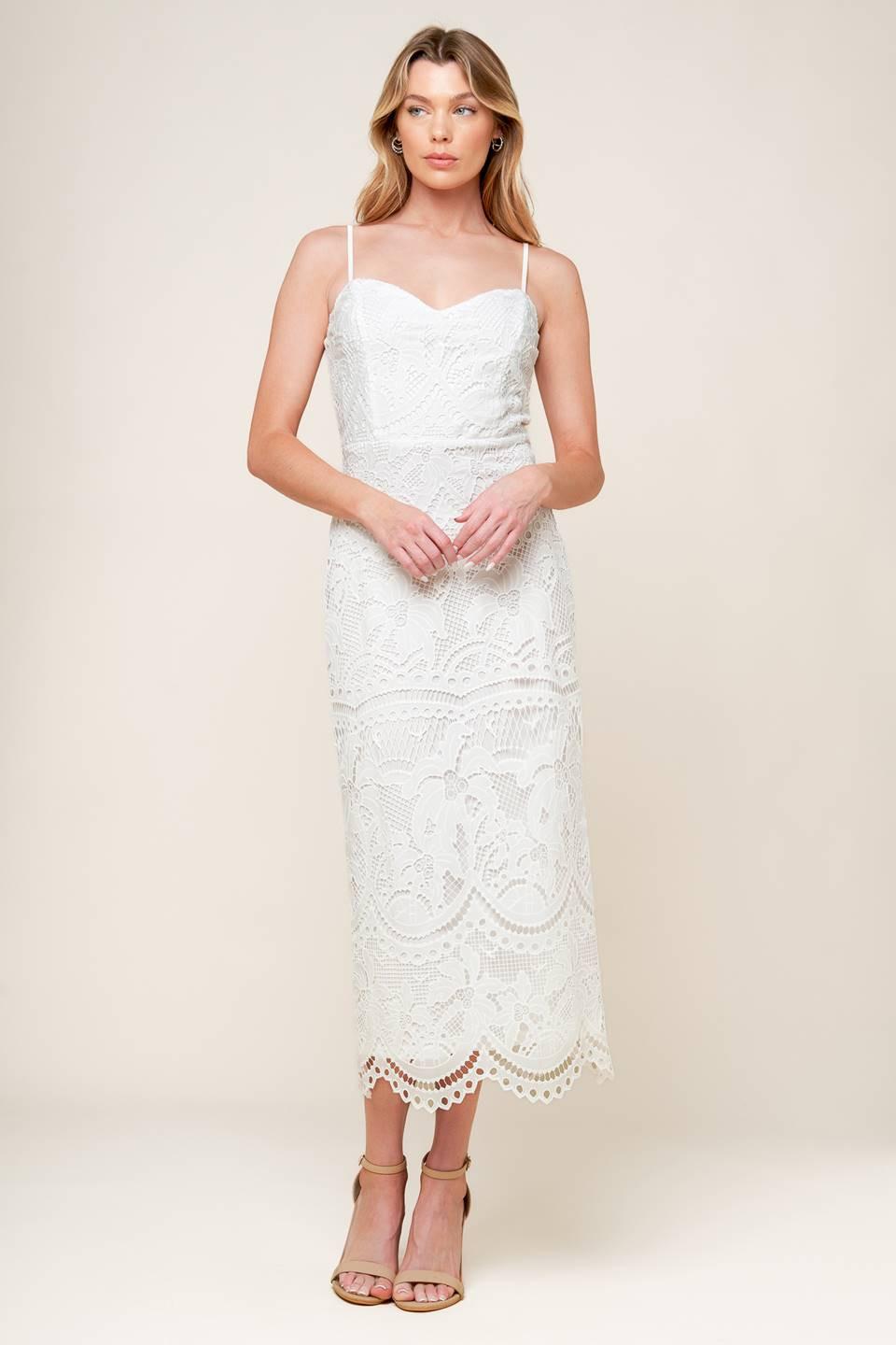 THE JOSEPHINE OFF WHITE WOVEN MIDI DRESS Flying Tomato