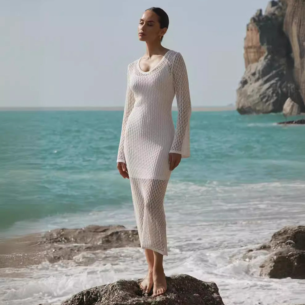 Summer Beach Dress Sexy Cutout See through Sun Protection by the Sea Beach Cover Up Knitted Dress Bella Mia