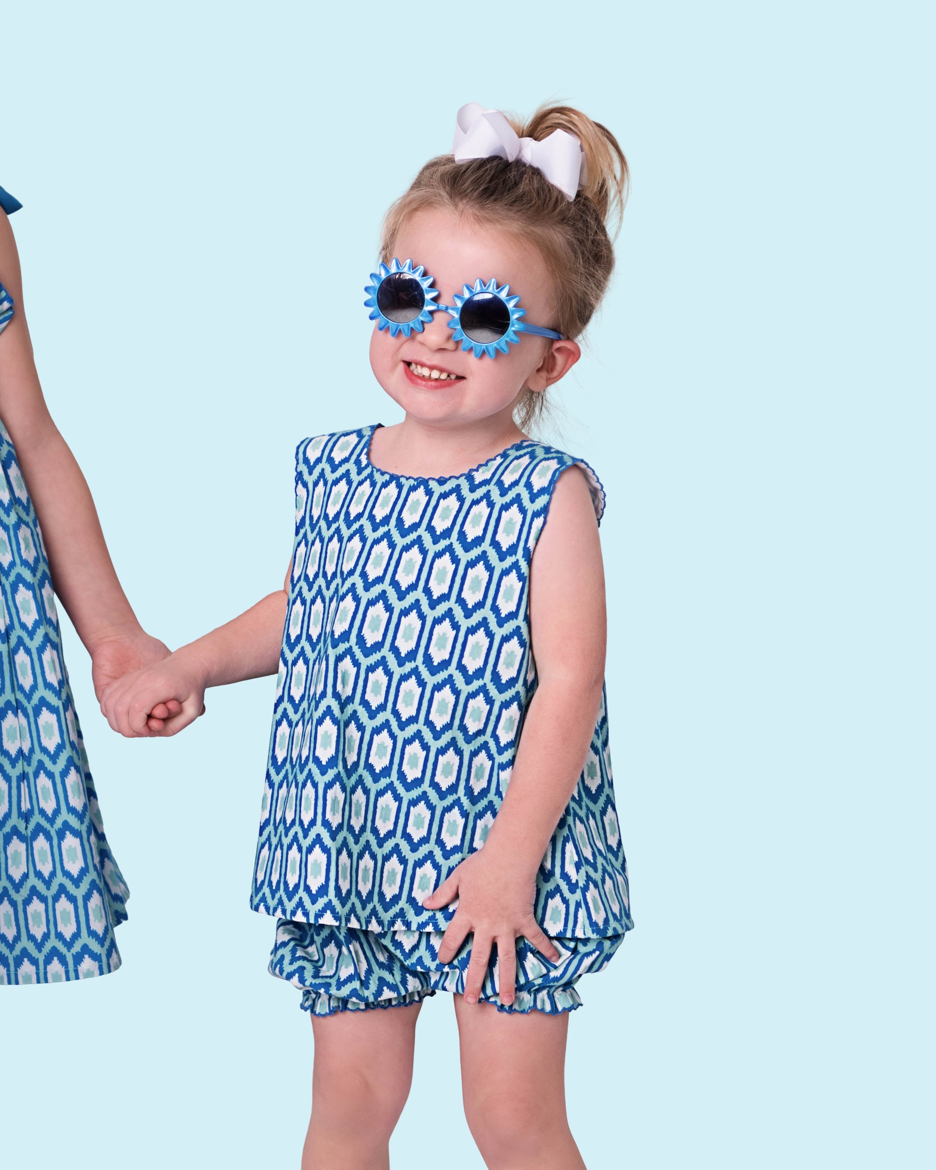 Blue Ikat Bloomer Set Smockingbird