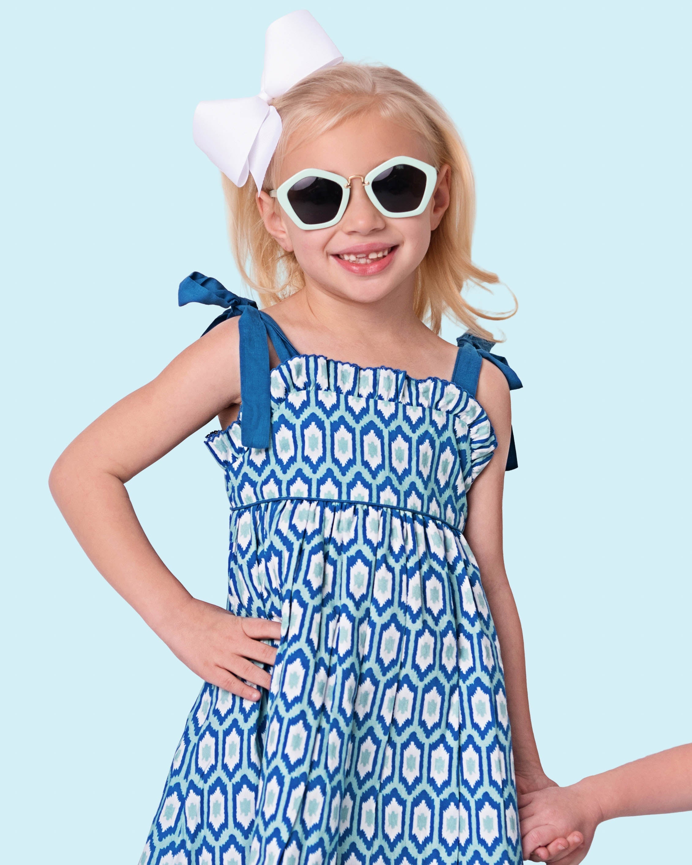 Blue Ikat Sun Dress Smockingbird