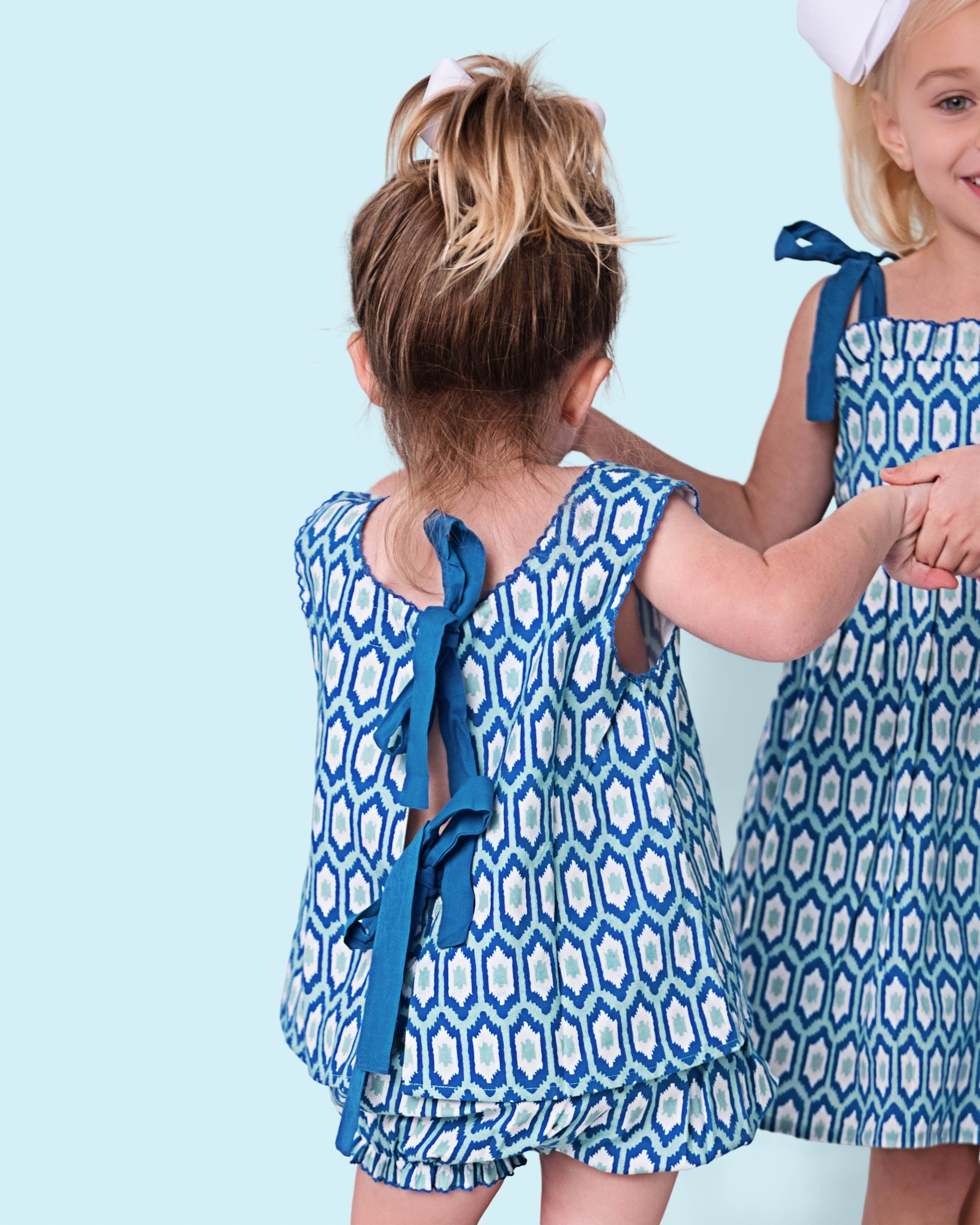 Blue Ikat Bloomer Set Smockingbird