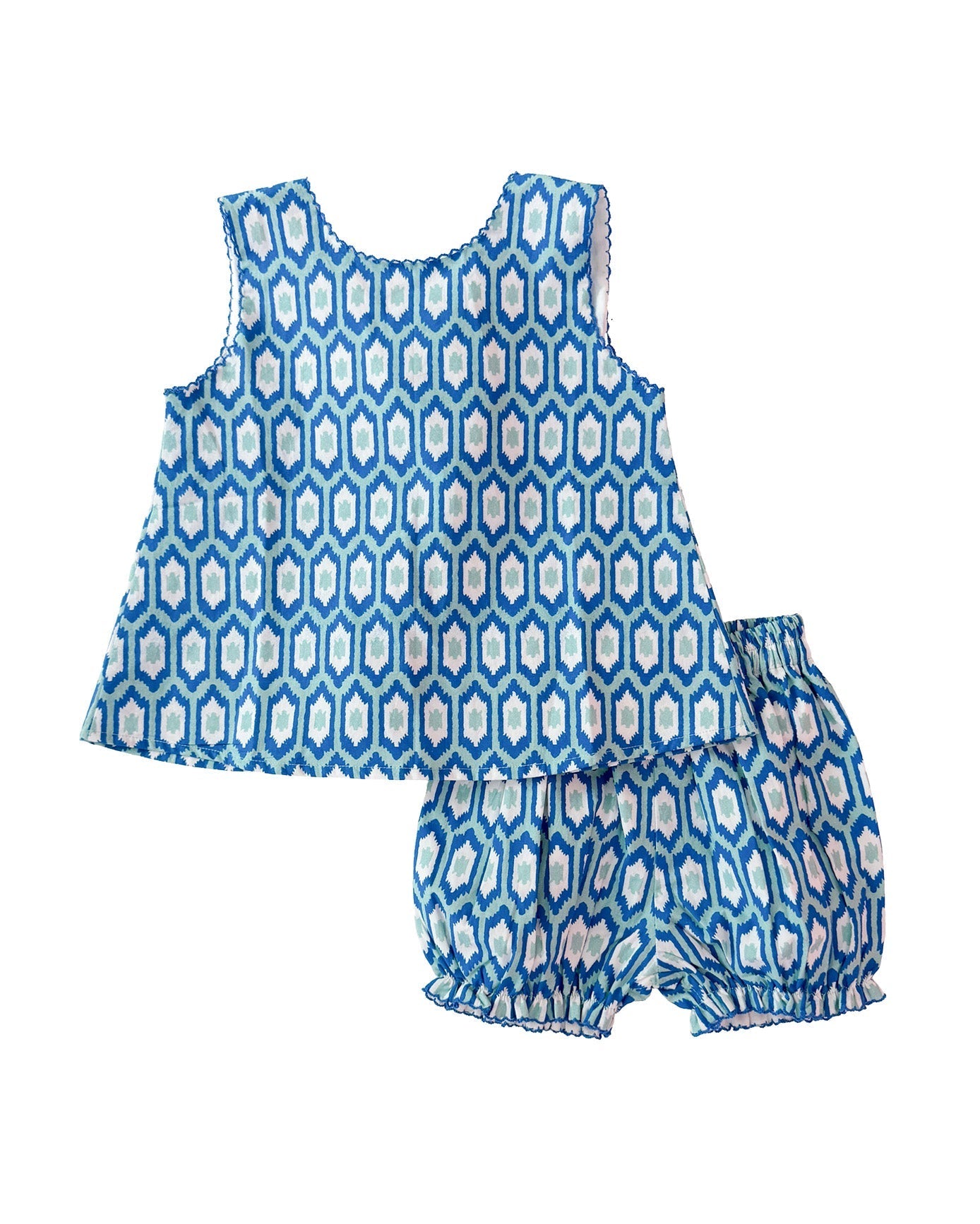 Blue Ikat Bloomer Set Smockingbird