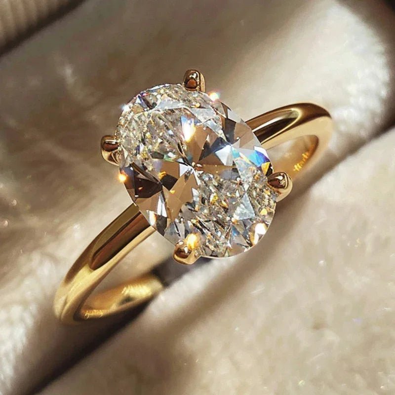 925 Sterling Silve 1-8CT Zircon Gorgeous Shiny Oval Stone Ring For Women Engagement Wedding Luxury High Quality Fine Jewelry Luxlife Brands