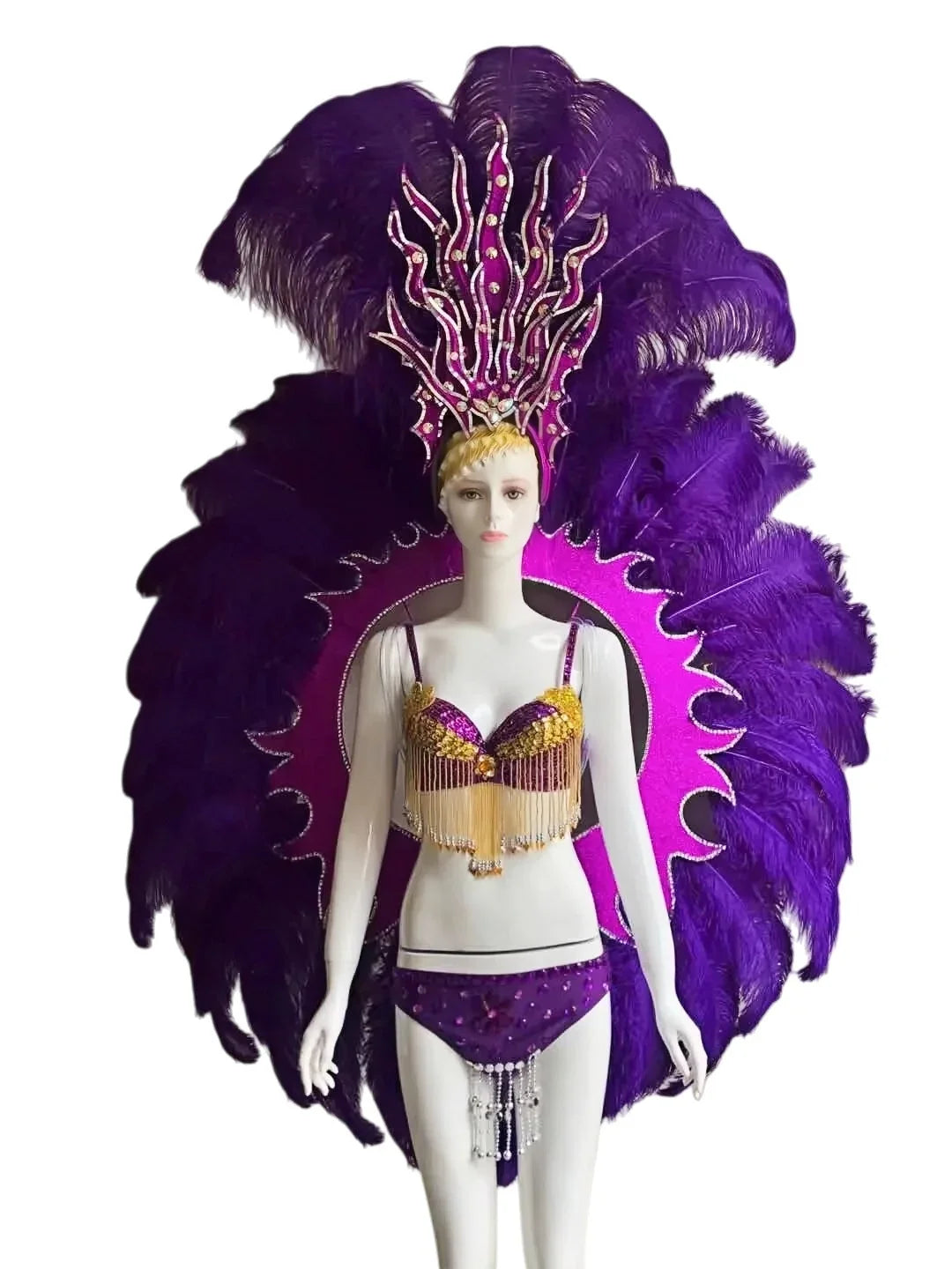 Feathered Carnival Headdress and Backpack Wing Set