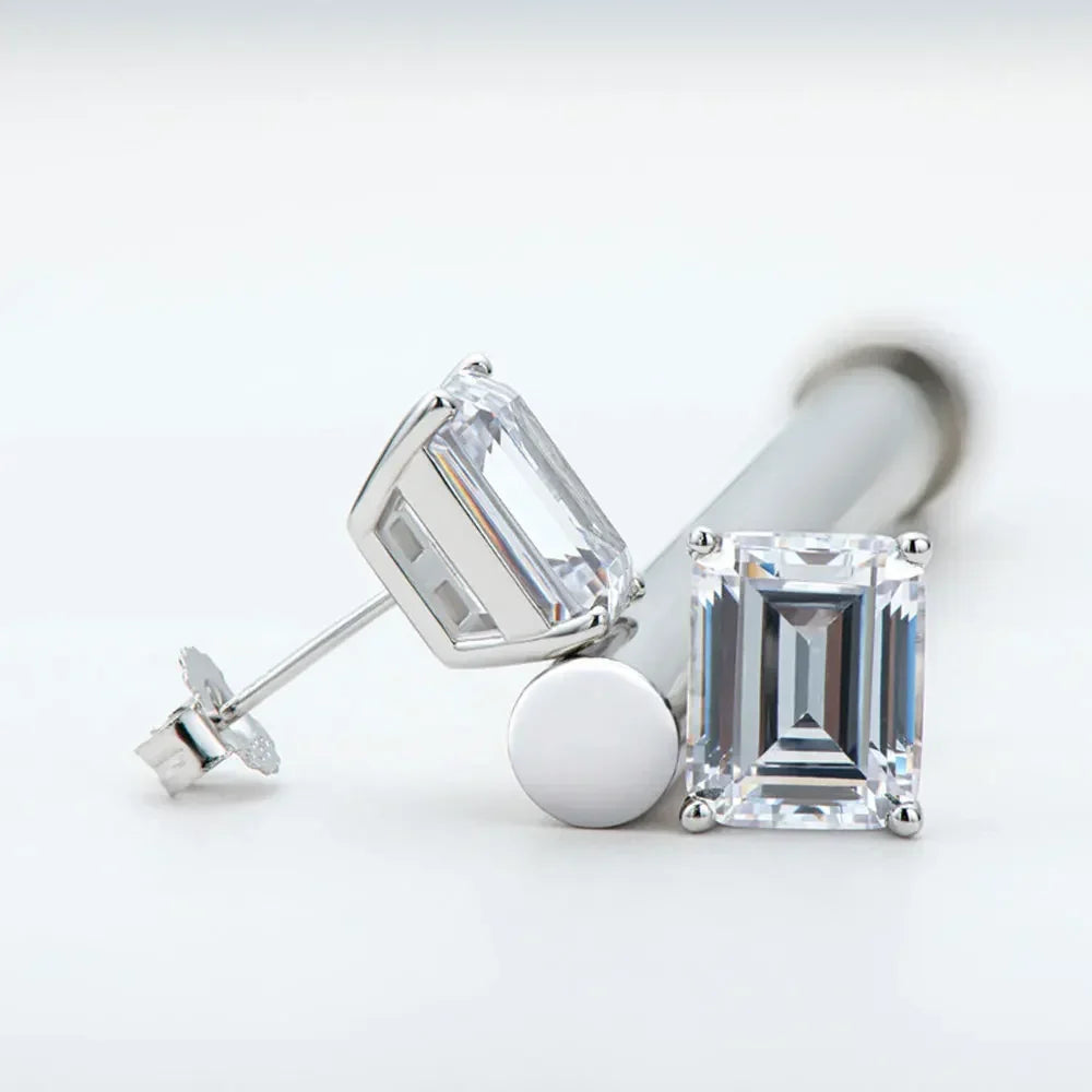 Emerald Cut Moissanite Earrings for Women 0.5 - 2ct D Color Lab Grow Diamond with GRA s925 Sterling Silver Trendy Stud Earring Luxlife Brands