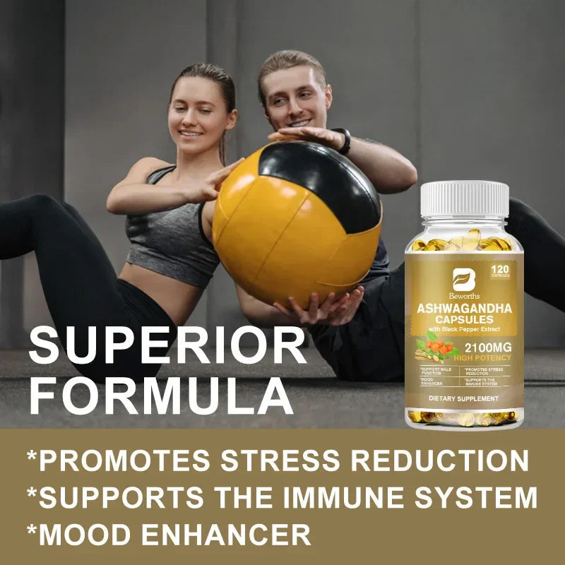 BEWORTHS Ashwagandha Root Extract Capsule Help Sleep Improve Sleep Quality Calm Down Emotions Relieve Anxiety Mood Health Luxlife Brands