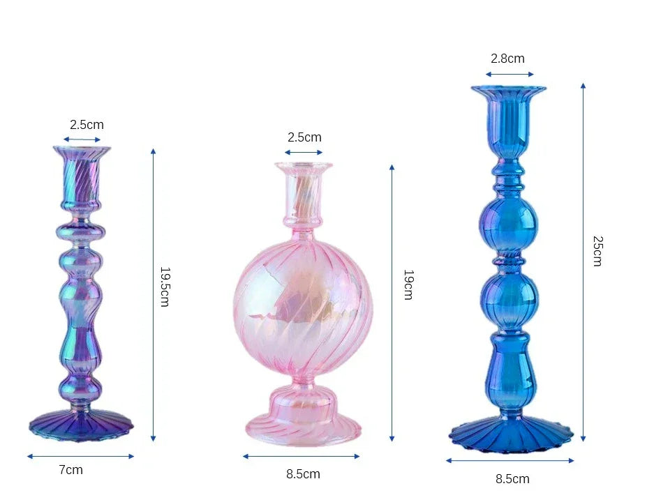 Floriddle Retro Candlesticks Taper Candle Holders Tall Candlesticks Decoration Party Glass Vase Home Decor Wedding Decoration Luxlife Brands