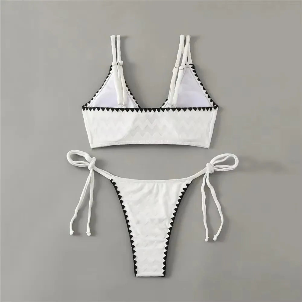 Sexy White Backless Swimwear Women 2024 One Piece Swimsuit Hollow Out Monokini Bathing Suit String Halter Swimming Wear Bather Luxlife Brands
