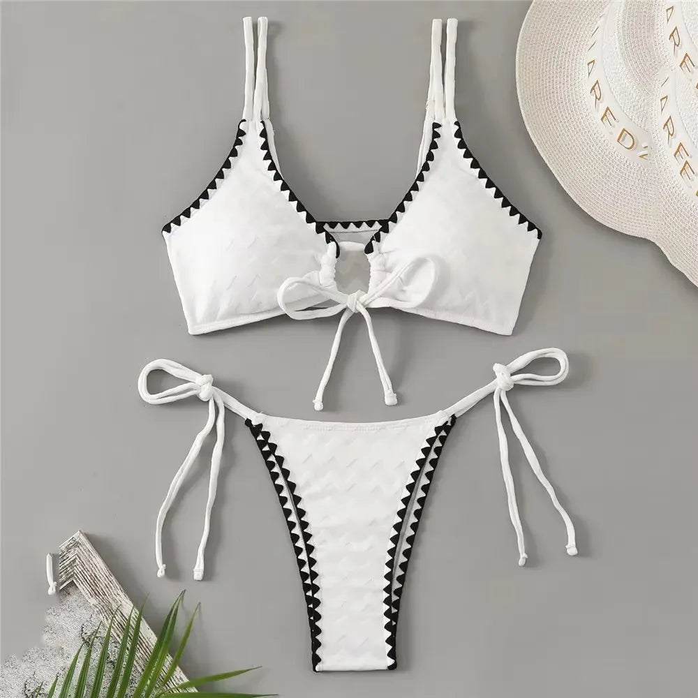 Sexy White Backless Swimwear Women 2024 One Piece Swimsuit Hollow Out Monokini Bathing Suit String Halter Swimming Wear Bather Luxlife Brands