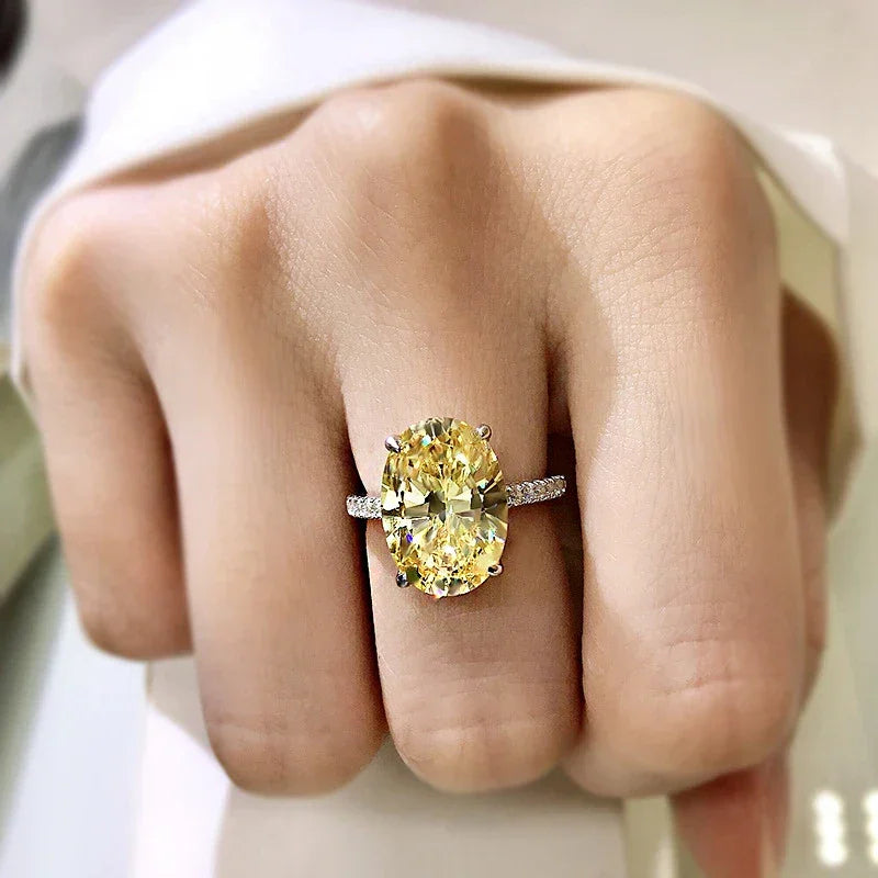 Luxury Oval 5ct Topaz Finger Ring 925 Sterling Silver Party Wedding Band Rings for Women Men Promise Engagement Jewelry Gift Luxlife Brands