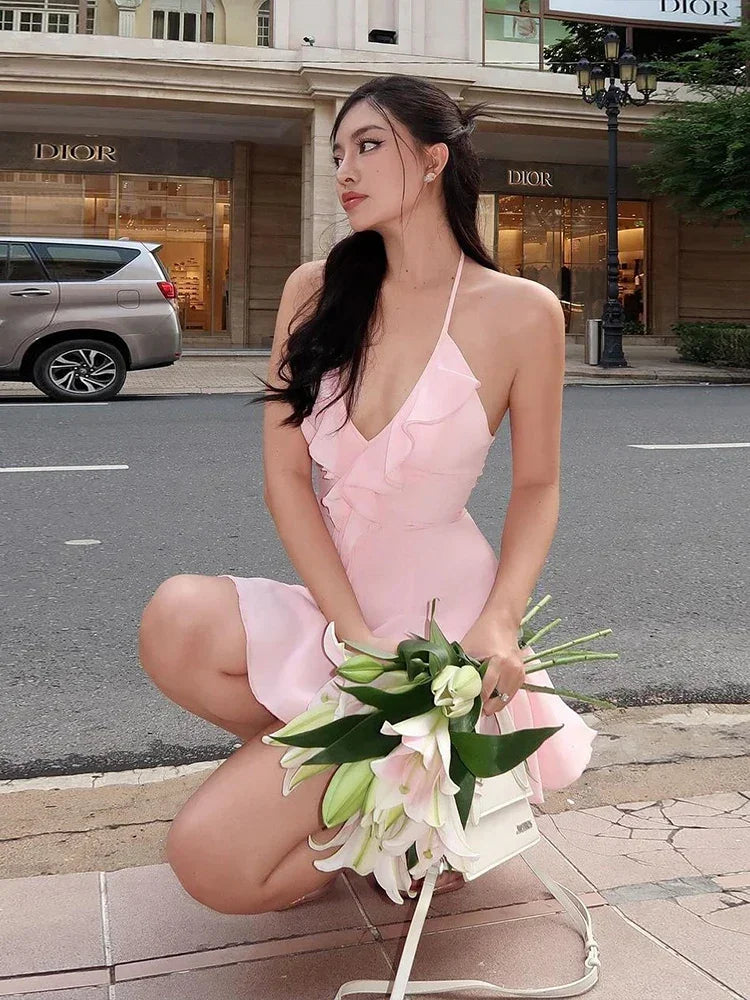 Juliette Ruffle V-Neck Dress Luxlife Brands