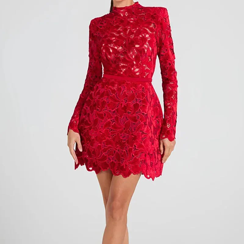 Lace Long Sleeve Mini Party Dress Luxlife Brands
