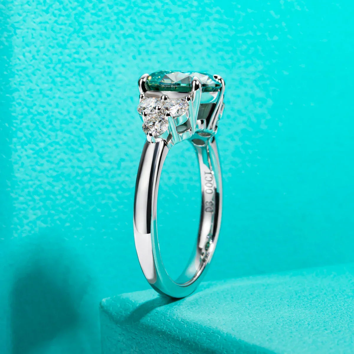 3ct Round Cut Moissanite Engagement Ring 18K Gold Plated Silver Luxlife Brands