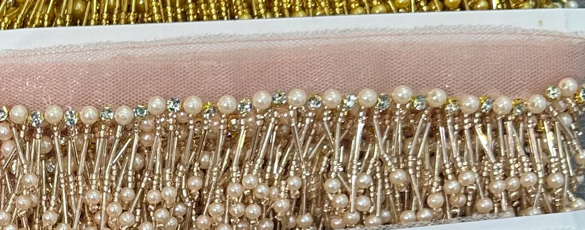 Glass Pearl & Bead Tassel Fringe (5 Yards)