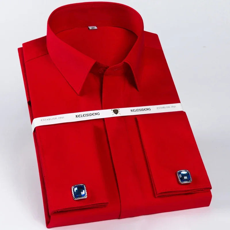 Classic French Cuff Hidden Button Dress Shirt Luxlife Brands