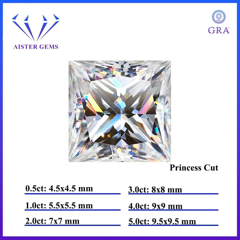 White D Color Moissanite diamonds with GRA Certificate Round Oval Heart Emerald Princess Radiant Cushion Trilliant Marquise Cut Luxlife Brands