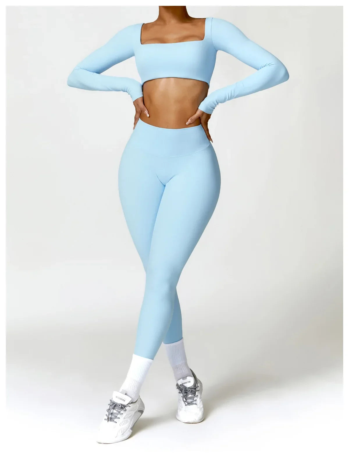 New Long sleeve Shirt Sports Set Women Fitness Tights Yoga Set Crop Top Running High Waist Gym Set Womens Outfits Yoga Clothing Luxlife Brands