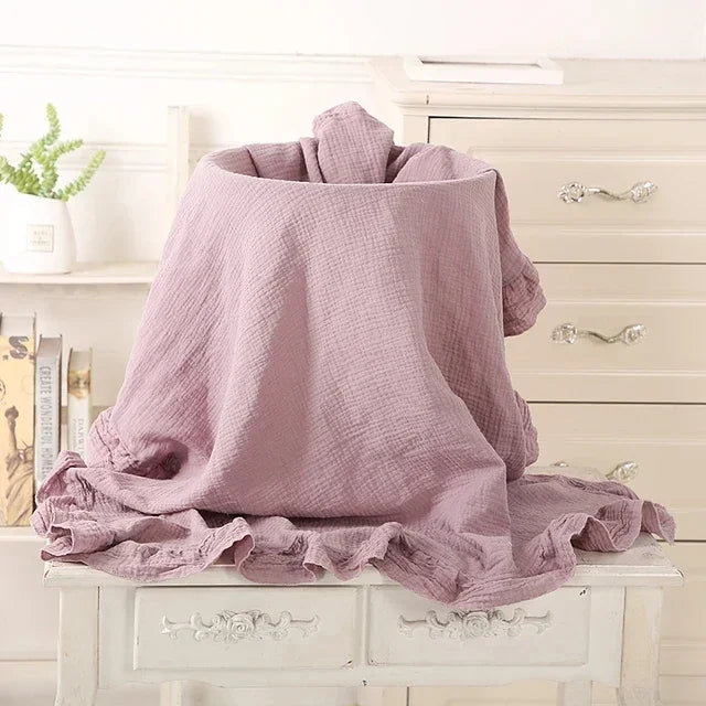 INS Ruffled Muslin Baby Swaddle Blankets for New Born Infant Bedding Organic Baby Accessories Newborn Receive Blanket Cotton Luxlife Brands