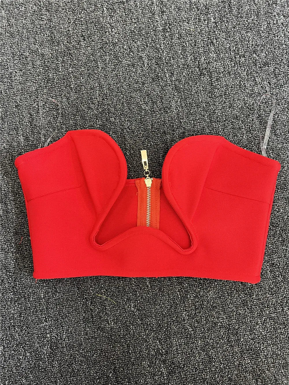 Sweetheart Neck Bandage Crop Top
