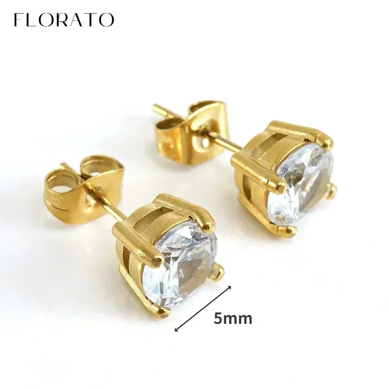 Luxury white crystal zircon earrings 925 sterling silver ear needles Hoop gold earrings For women Fashion Luxury Wedding Jewelry Luxlife Brands