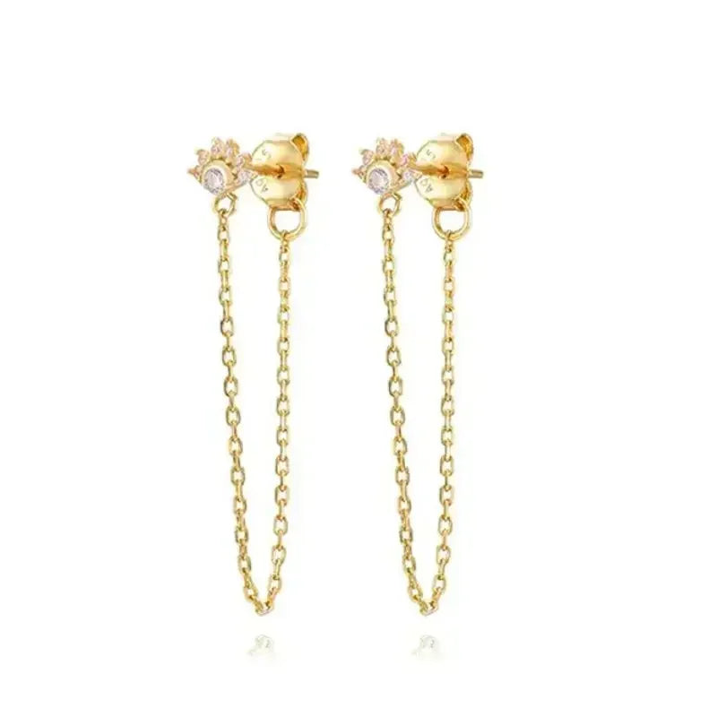 Luxury white crystal zircon earrings 925 sterling silver ear needles Hoop gold earrings For women Fashion Luxury Wedding Jewelry Luxlife Brands