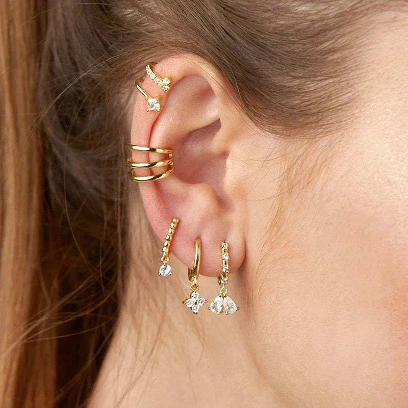 Luxury white crystal zircon earrings 925 sterling silver ear needles Hoop gold earrings For women Fashion Luxury Wedding Jewelry Luxlife Brands