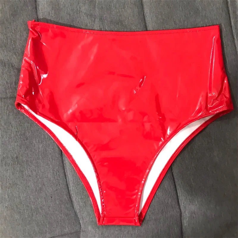 The Stardust Spotlight High-Waist Shorts – Glossy Patent Leather Showgirl Hot Pants