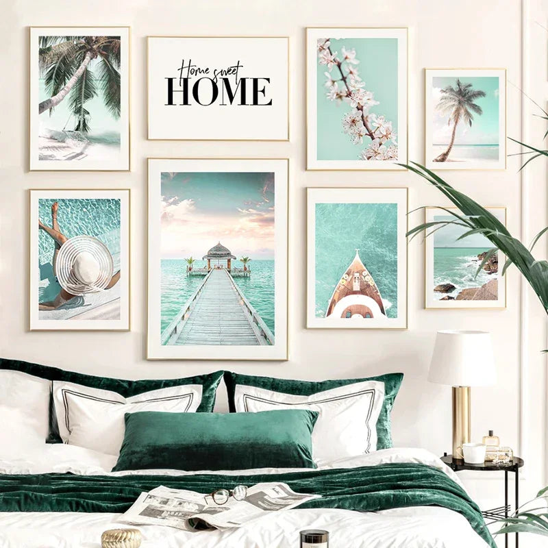 Turquoise Maldives Summer Sea Beach Coconut Tree Wall Posters and Prints Canvas Painting Landscape Picture for Living Room Decor Luxlife Brands