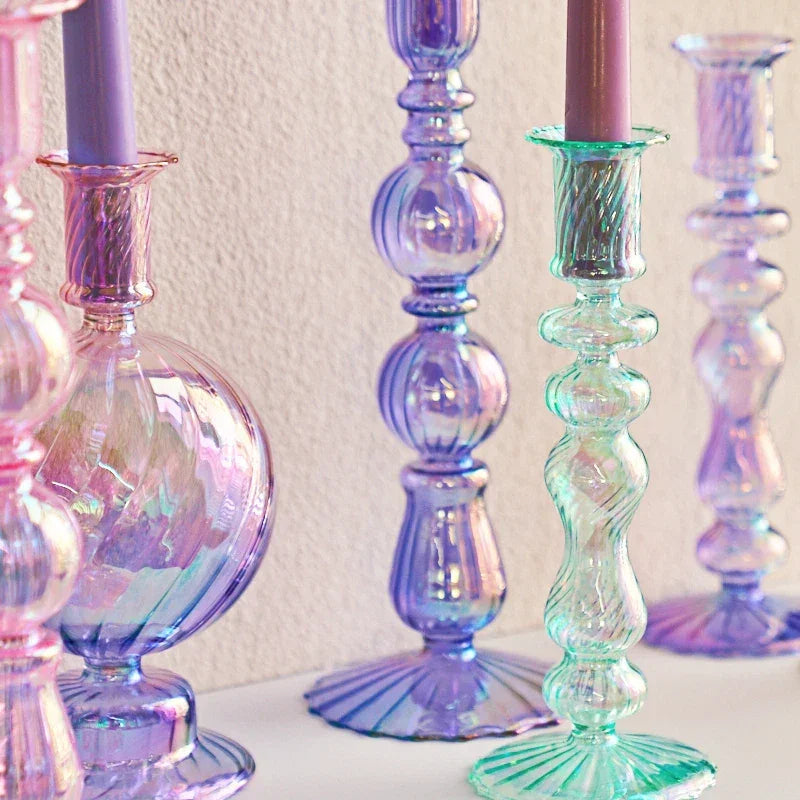 Floriddle Retro Candlesticks Taper Candle Holders Tall Candlesticks Decoration Party Glass Vase Home Decor Wedding Decoration Luxlife Brands