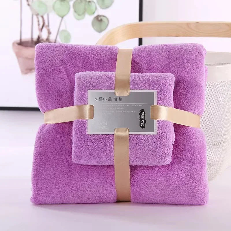2PC Bath Towels Set Super Soft Highly Absorbent Quick-drying Coral Velvet Bath Towel For Adults Hotel & Spa Use Luxlife Brands