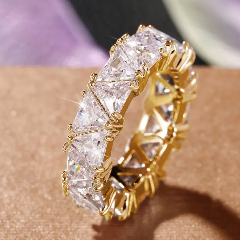 Huitan Triangular CZ Promise Rings for Women Luxury Trendy Wedding Bands Accessories Engagement Party Hot Fashion Female Jewelry Luxlife Brands