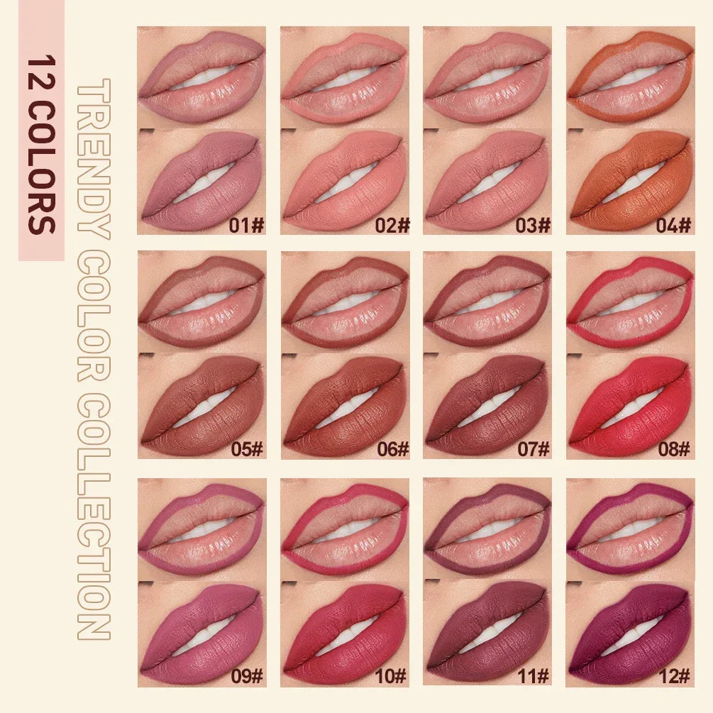 QIBEST Lipstick Pencil Waterproof Sexy Red Nude Purple Matte Tint Lipstick Lasting Lip liner Pen Longlasting Makeup Cosmetics Luxlife Brands