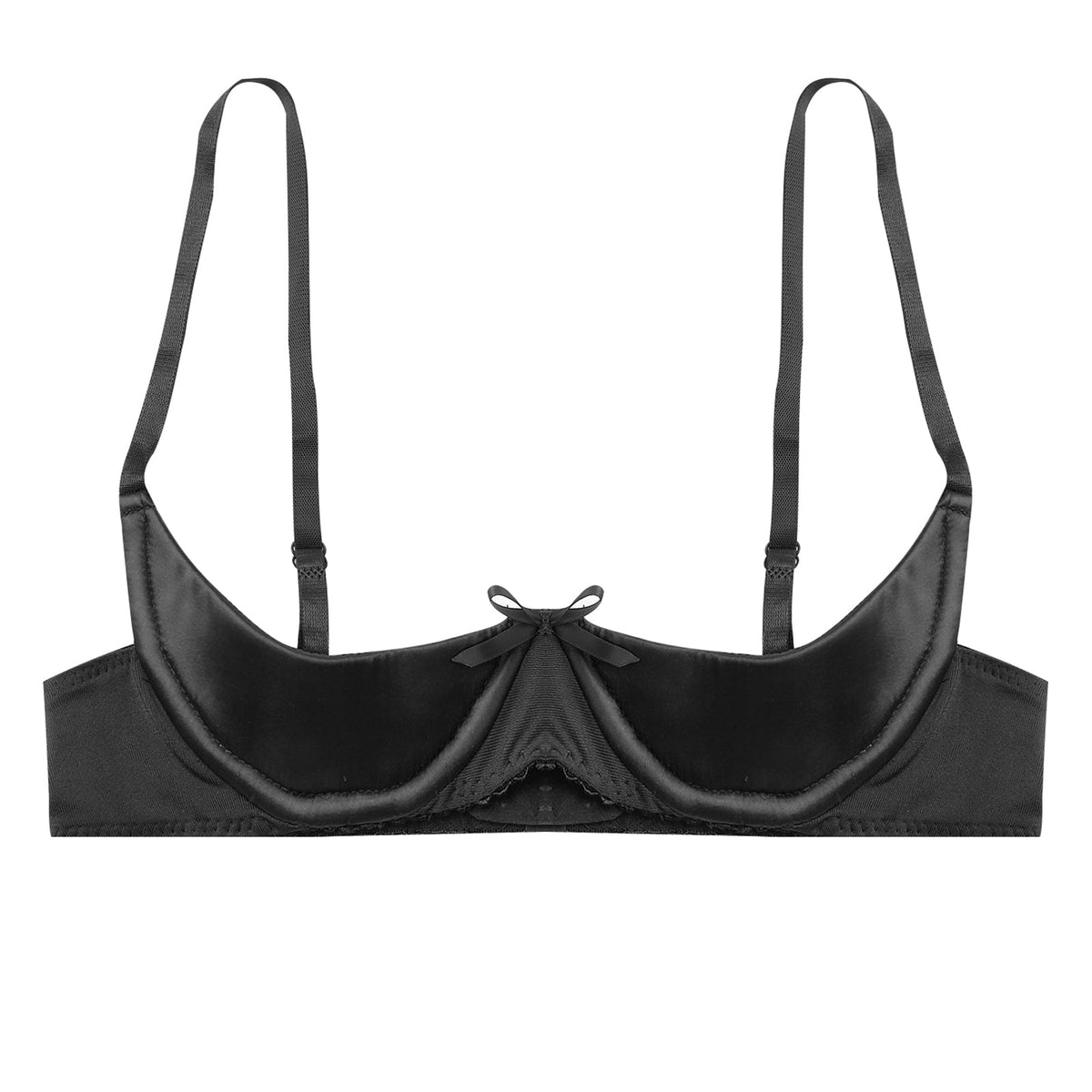 Satin Underwire Half-Cup Push-Up Bra
