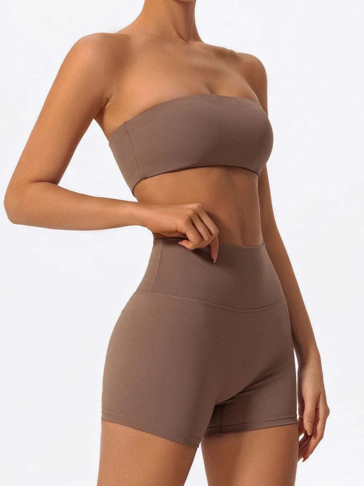 Ctenkevet Women Strapless Bra Suits Gym Workout Yoga Outfit Female Fitness Crop Top Outdoors Activewear Women Underwear Set